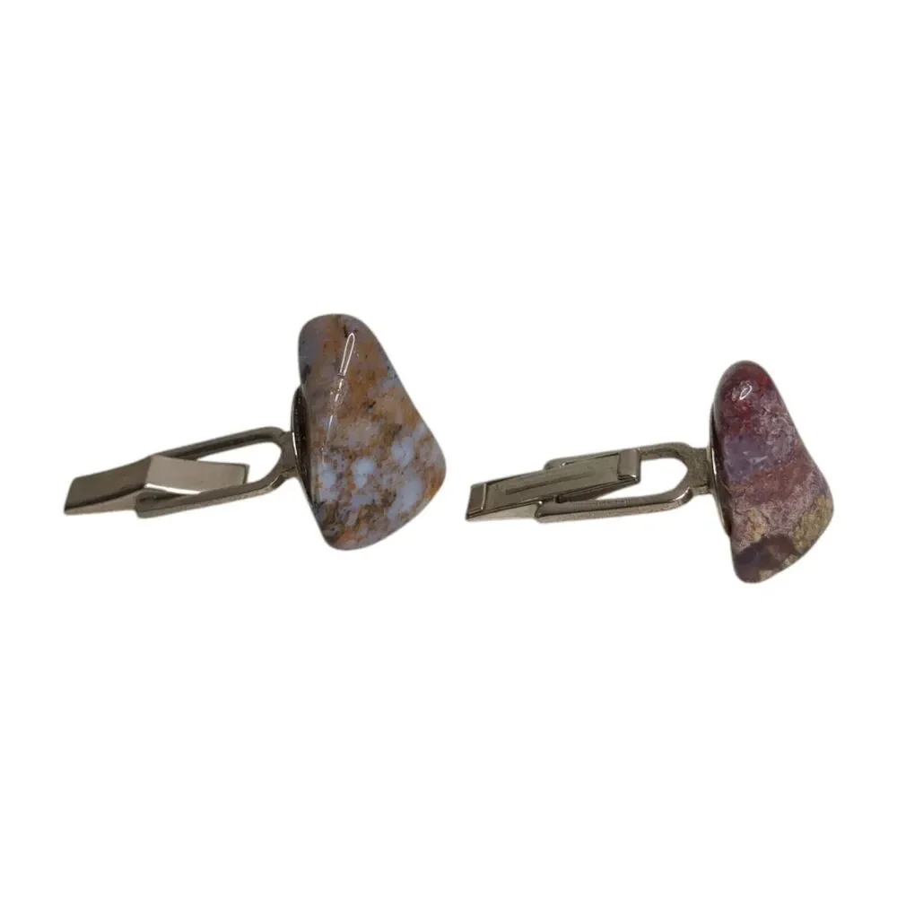 Vintage Rock Stone Brown Blue Polished Cuff Links Men's Accessories Formal